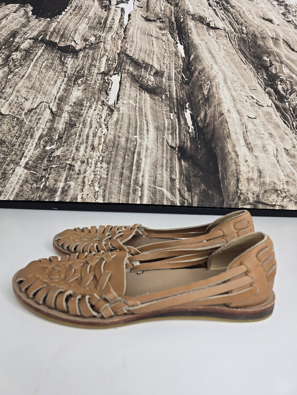 Nisolo Tan Leather Woven Huarache Sandals - Picture 7 of 10